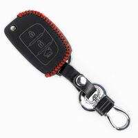 KBS Leather Smart Car Key Cover Case with Metal Hook Keychain Compatible for Old I 10 Grand, Old I 20,Creta | Venue | Tucson | Alcazar | Verna | Xcent | Aura | Elantra | 3 Button Flip Key only(Black)