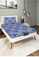 Evokk India Grey & Blue Microfiber Ultra Soft, Breathable & Durable Single Bed Flat Bedsheet with 1 Pillow Cover (50 x 88 inches)