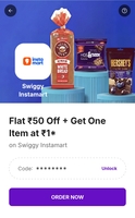 Phonpe X Swiggy Instamart : Get Flat ₹50 Off + One item at ₹1 