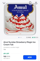 Amul Sundae Strawberry Magic Ice Cream Tub 1 Itr || Loot Fast