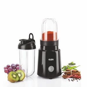 Glen Active Blender | Grinder & Juicer Smoothie Maker | 350W, 2 Unbreakable Jars with Sipper Cap, Stainless Steel Blades | Dry & Wet Grinding, Blender for Coffee, Chutney & Protein Shakes - 500ml