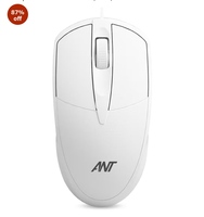 Ant Globe 10 Wired Optical Mouse with 1200 DPI, USB Connectivity, Lightweight Design, Durable 3 Buttons, Compatible with Windows/Mac/Linux White