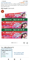 Dabur Red Bae Fresh Gel – 600gm (300gm*2) | Fights Bad Breath, Cavity Germs and Plaque | 12hr Freshness | Activ Germ-Kill formula