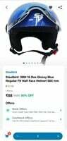 Steelbird SBH 16 Rex Glossy Blue Regular Fit Half Face Helmet 580 mm