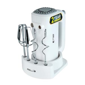 iBELL WHISK350 Electric Hand Mixer - 350W with 5 Speed Control, Stainless Steel Beaters & Dough Hooks for Baking, Whipping & Mixing (White)