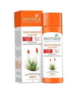 Lowest - Biotique Aloe Vera 75+SPF UVA/UVB Sunscreen Ultra Soothing Body Lotion, For all skin type, 190ml