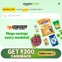 Get Amazon fresh voucher worth 125 free, after credit card bill payment more than 500. ( account specific )