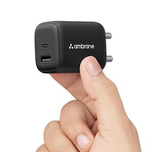 Ambrane 45W Dual Port GaN Charger, USB & Type C Port with QC & PD Technology