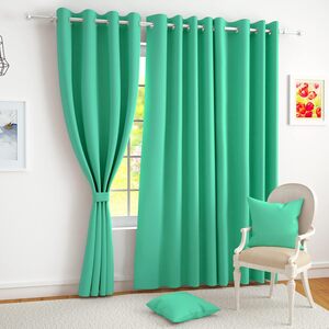 Story@Home 100% True Blackout Window Curtains 5 Feet Long Set of 1 | Plain Design | Room Darkening Curtain | Thermal Insulated Curtains for Living Room, Bedroom | (116 x 152 cm, Teal)