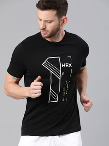 Myntra : HRX by Hrithik Roshan Men Black Typography Cotton T-Shirt