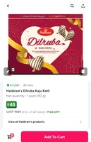  ZEPTO : Haldiram's Dilruba Kaju Katli 