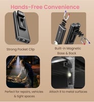 Torch, 650 Lumens, 3 Modes, Type-C Charging, Pocket Clip, Aluminium Body, 35m Beam Range, Ideal for Camping, Repairs, Car, Emergency & Home Use