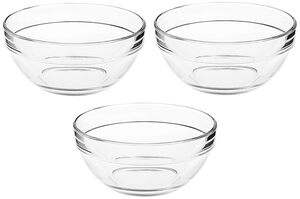 Amazon Brand - Solimo Glass Bowls set (3 pieces, 1080ml)| Transparent