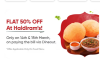 GIRF - 50% off on dine-in/food at Haldirams Outlets via Swiggy Dineout 