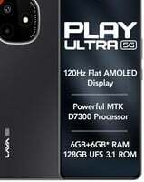 lava Play Ultra 5G (Arctic Slate, 6+6*GB RAM, 128GB Storage)|MTK D7300 Processor-700K+ Antutu| 6.67" FHD+AMOLED Display | 64MP Camera | UFS 3.1 Storage | 5000mAh Battery-33W fast charging | IP64 Rated