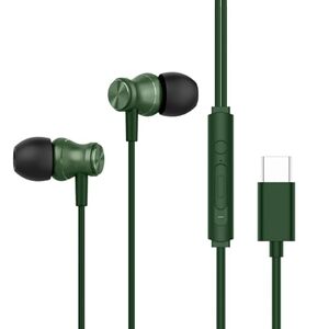 HAMMER Nova in Ear C Type Earphones Wired with Mic,13mm Driver, in-line Control, Metallic Built, Powerful Bass, Comfortable & Lightweight (Green)