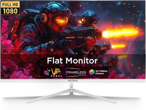 Intex 24 Inch Flat Gaming Monitor | Full HD 1080p | 120Hz Refresh Rate | VA Panel | Frameless Design | Built-in Speakers | HDMI & VGA | Ideal for Gaming & Work 