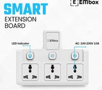 EMBOX Multi Plug Socket with Individual Switch-Cordless Extension Board with 3 Universal Sockets-Multiplug -1500W