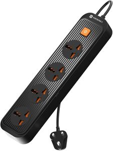 Portronics Power Plate 12 Extension Board with 4 Universal Sockets, 2 Meter Long Cord, 1500 Watt, Fireproof Material, Multi Plug for Home Appliances (Black)