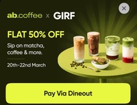 Swiggy Dineout : Flat 50% Off on AbCoffee (20th March - 22nd March)