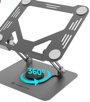 Amkette Ergo Hi-Rise V2 Laptop Stand 360 Rotation, Made with Premium Carbon Steel, Supports Up to 5kg Laptop, with Anti-Slip EVA Pads, Adjustable Height Laptop Stand Metal (Up to 27cm)