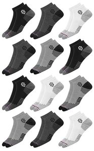 SWAGR 12 Pairs Sports Cotton Ankle Length Socks for Men, Pack of 12., Assorted