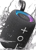 Tribit StormBox Mini+ Bluetooth Speaker 12W,360°Surround Sound,Custom EQ,12H Playtime,BT 5.4,AAC/SBC Support,LED Lights,IPX7 Waterproof,TWS Pairing,Type-C, Portable for Home/Outdoor/Travel Black