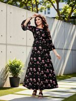 tanvi creation Women A-line Black, Pink Dress on Flipkart