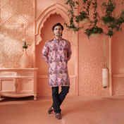 Men's Traditional Printed Cotton Blend Long Kurta