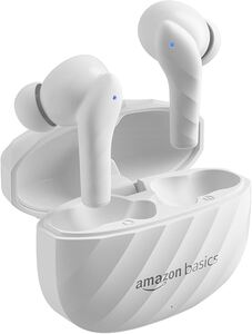 amazon basics TWS in-Ear Earbuds (AB-T10) with Fast Charging up to 50 Hours of Playtime | Dual 10mm Driver | IPX4 Water-Resistance | Bluetooth 5.3 | Charging Case with Mic | Touch Control (White) 
