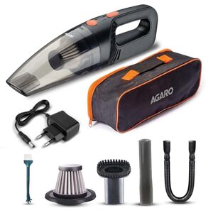 AGARO HVC1081 Cordless Rechargeable Car Vacuum Cleaner, Portable, Handheld,110W, 5.5KPA Power Socket, Stainless Steel Filter, Black