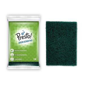 Presto! Green Scrub Pad with 15mm Thickness | 3 x 4 inch, Pack of 3
