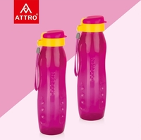 Set of 2 ATTRO Drinkware 1-Liter BPA-Free Water Bottle with Leak-Proof Flip-Top Cap, Nylon Strap and Stylish Color for Daily Hydration Set of 2- Dark Pink