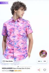 Highlander men slim fit casual shirt 88% off