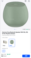 Hammer Drop Bluetooth Speaker With Mic, 5W, 32 Hrs Playtime (Green) on Instamart: Avb. Mumbai 