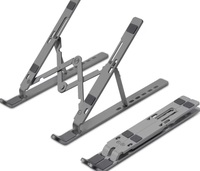 ZEBRONICS Aluminium Alloy Laptop Stand, Compatible with 9-15.6 inch Laptops, 7 Angles Adjustable, Anti Slip Silicon Rubber Pads, Foldable, Velvet Pouch Inside, Zeb-NS2000 (Dark Grey)