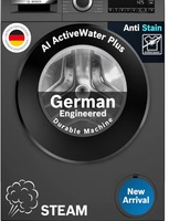 Bosch 9 kg 5 Star Front Load Fully-Automatic Washing Machine, AI ActiveWater, 14 Wash Programs, Removes 99.9% Germs with Steam, No Tangle or Wrinkle, SoftCare Paddle, Black Grey, WGA1420TIN