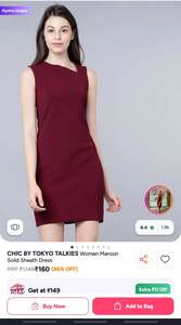 Tokyo talkies women solid sheath dress