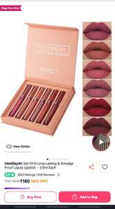 Set of 6 long lasting and smudge proof liquid lipstick 3.5 ml each