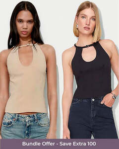 Set of 2 Cut-Out Halter Neck Top