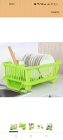 HomeWiz Dish Drying Rack | 3 in 1 Heavy-Duty Dish Drainer Basket with Drain Tray & Built in Cutlery Holder | Strong Plastic Dish Drying Rack for Plates & Bowls | Kitchen Countertop Organizer | Green 