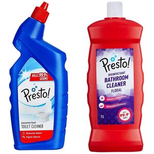 Amazon Brand - Presto! Disinfectant Toilet Cleaner (1 L) With Bathroom Cleaner, Floral (1 L)