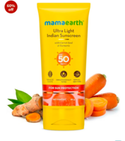Mamaearth Ultra Light Indian Sunscreen with Carrot Seed & Turmeric SPF 50 PA ++++ 80 g
