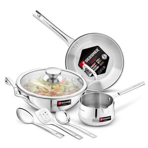 Bergner TriPro 7 Pcs Triply Stainless Steel Induction Bottom Cookware Set
