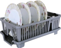 Kuber Industries Dish Drainer | Plastic Cutlery Holder | Drying Basket with Tray | Dish Drying Rack for Kitchen Utensils | Bartan Stand for Kitchen | Drying Tray | Gray