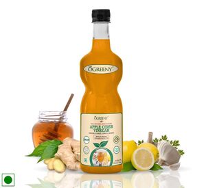 Ogreeny Apple Cider Vinegar With Mother Garlic Ginger Lemon And Honey -750 ml 