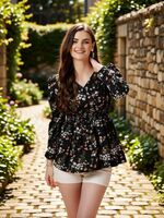 Sheetal Associates Casual Floral Print Women Black Top on Flipkart