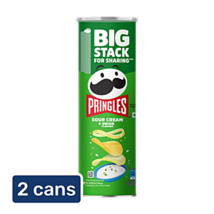 Pringles Sour Cream & Onion Flavour Potato Crisps, 2x141 g (Multipack)