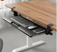 Amazon Basics Ergonomic Under-Desk Keyboard Tray | Slide-Out Design with Sturdy C-Clamps | Space-Saving | Non Drill Clamp On Mount | Fits Desks Upto 48mm Thickness | 68 L x 28.3 W x 2.9 H cm