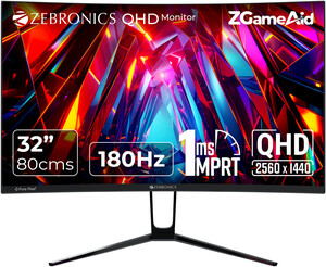 ZEBRONICS 81.28 cm (32 inch) Curved Quad HD VA Panel Built-in Speakers Anti-glare Display Gaming Monitor 
